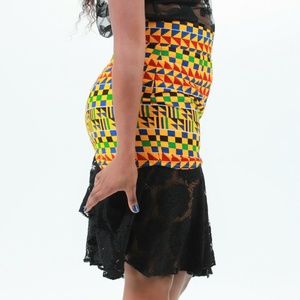 Chic Kente Lace Contrast Fishtail Skirt